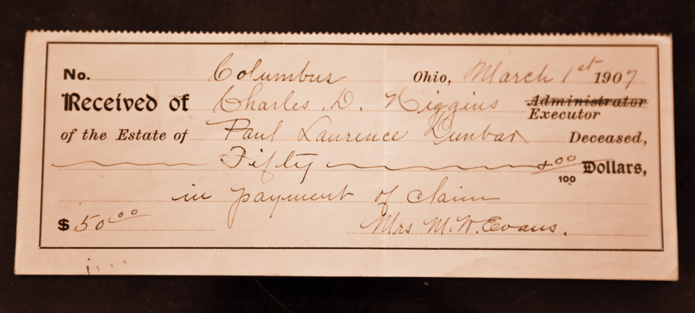 Document showing payment of debt to Martha Wright Evans