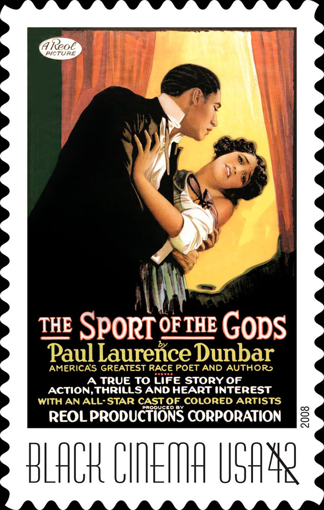 U. S. postage stamp featuring "The Sport of the Gods"