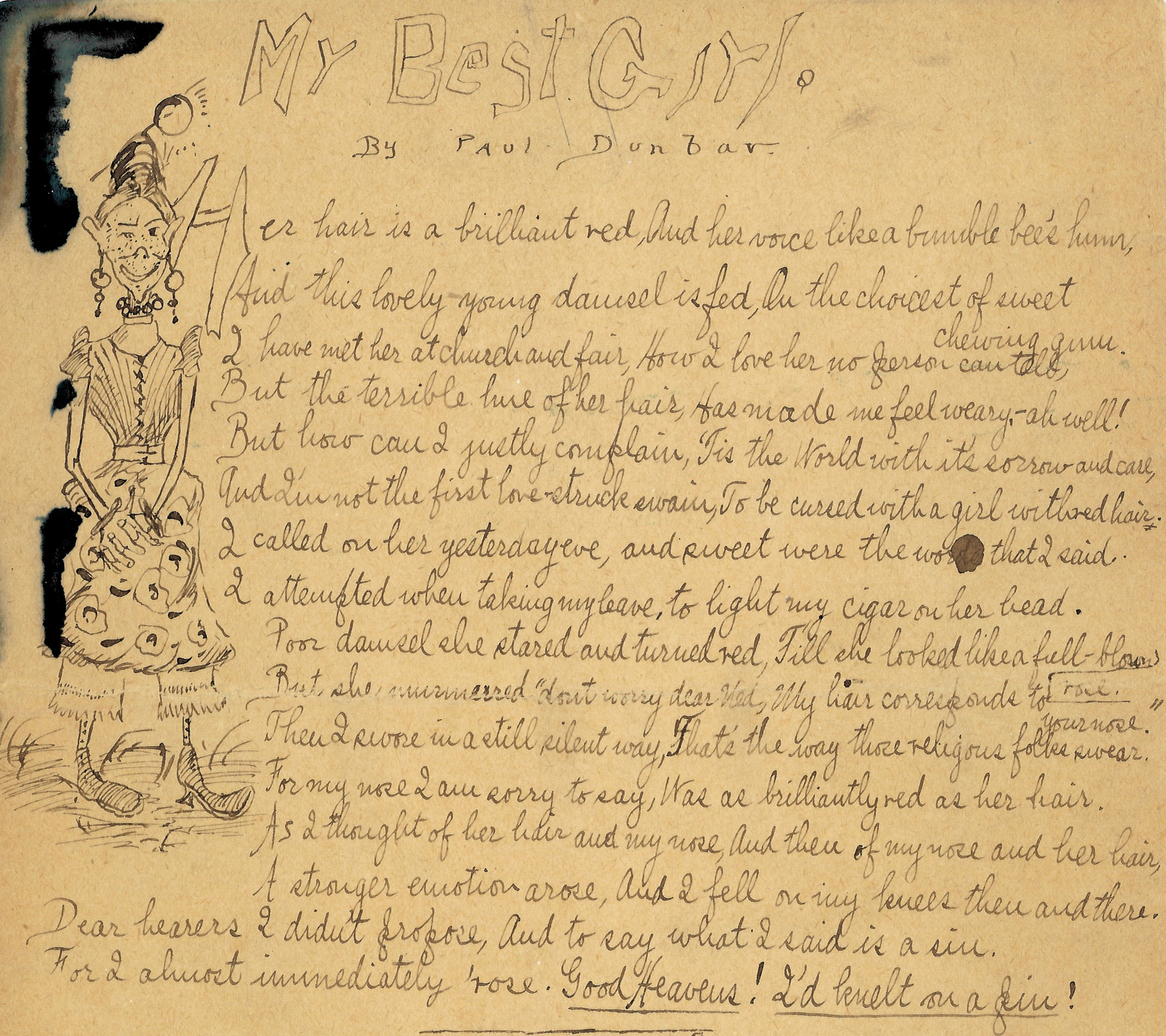 Illustration by Ernest L. Blumenschein, 1891.  The Paul Laurence Dunbar Collection, Dayton Metro Library (Dayton, Ohio).  MS-002, Box 1, Folder 5.